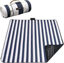 HX&OD Outdoor Picnic Blanket Extra Large, 80''*60'' Waterproof Picnic Mat with Stakes Foldable Camping Blanket Portable with Carry Strap for Beach Mat (Green& White, 80''*60'') by TinyTreasures Baby Boutique