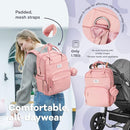 RUVALINO Diaper Bag Backpack, Multifunction Travel Back Pack for Girls, Maternity Baby Changing Bags with Changing Pad for Mom, Large Capacity, Waterproof and Stylish, Pink by TinyTreasures Baby Boutique