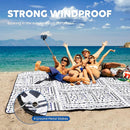 ZAZE Picnic Blankets Beach Blanket with Stakes, Thick 3-Layer Waterproof Sandproof 80 * 80 Oversized Mat, Foldable Extra Large Big, Machine Washable Accessories for Outdoor Camping Park (Black Blue) by TinyTreasures Baby Boutique