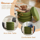 ONEVOG Round Storage Ottoman, 20" Small Ottomans Table with Removable Lid, Velvet Fabric Soft Footrest Stool for Couch, Upholstered Stuffed Circle Seat for Livingroom/Bedroom/Dorm/Vanity, Olive Green by CozyNest Decor
