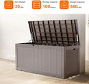 100 Gallon Resin Deck Box, Lockable Patio Outdoor Storage Box for Furniture, Garden Tools and Tools Storage, Waterproof Outside Storage Boxes - Grey by GreenHaven Gardens
