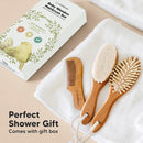 Baby Hair Brush and Comb Set for Newborn - Wooden Baby Hair Brush Set with Soft Goat Bristle, Baby Brush Set for Newborns, Baby Brush and Comb Set Girl, Boy, Toddler Cradle Cap Brush(Oval, Golden Oak) by TinyTreasures Baby Boutique
