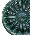 LuxenHome 22 Inch Ceramic Bird Bath for Outside, Elegant Tall Outdoor Bird Bath, Lightweight Pedestal Glazed Birdbaths for Outdoors with Floral Pattern, Dark Green by GreenHaven Gardens