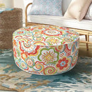 Inflatable Ottoman Stool D21 xH9 for Outdoor/Indoor Use, Water Repellent Patio Foot Rest Stool with Portable Handle,Round Pouf Ottoman Suitable for Garden,Deck and Camping - Flower Red by CozyNest Decor