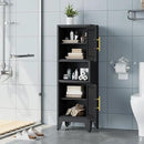 47.24" H Metal Narrow Bathroom Storage Cabinet Pantry Storage Cabinet, 2 Adjustable Shelves for Kitchen, Home Office, Living Room, Dinning Room (Black) by CozyNest Decor