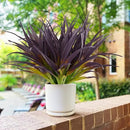 16Pcs Artificial Grass Fake Grass Plants 17.3in Outdoor Plants UV Resistant Faux Greenery Stems for Home Window Garden Patio Pathway Front Porch Halloween Décor Light Green & Purple by GreenHaven Gardens