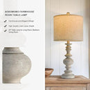 BOBOMOMO 24" Farmhouse Retro Table Lamp Set of 2, Traditional Resin Lamps for Living Room Bedroom, Vintage Bedroom Lamps with Linen Shades, Rustic Table Lamps for Living Room, Nursery, Office by CozyNest Decor