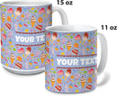 Personalized Mug for Kids - Sweets - Custom Name/Text, Ceramic Hot Chocolate/Cocoa/Coffee Cup for Boys/Girls, Birthday/Christmas/Holiday Gift - 11 oz, Red Handle by TinyTreasures Baby Boutique