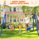 Swing Sets for Backyard, Outdoor Toys for Kids, Heavy Duty Metal A-Frame Swing Set Holds 440 lbs with 32" Saucer Seat, 26.2" Seat and Tree Disc by TinyTreasures Baby Boutique