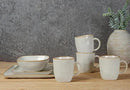 famiware Coffee Mugs Set of 4, Ocean Square 13oz Coffee Cup Set with Handle for Cocoa, Milk, Hot Chocolate, Stoneware Cups for Kitchen, Reactive Glaze, Microwave and Dishwasher Safe, Cappuccino White by CozyNest Decor