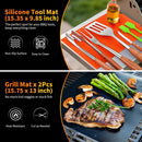 16 Inch Grilling Accessories Set, Heavy Duty Stainless Steel BBQ Accessories Tools and Grill Accessories for Outdoor Grill with Spatula, Fork, & Tongs - Grilling Gifts for Men Women Father by GreenHaven Gardens