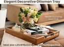 Acacia Wooden Ottoman Tray for Living Room – 21" Large Coffee Table Serving Tray with Handles & 6 Coasters Set, Perfect for Food, Drinks, Kitchen, and Home Decor by CozyNest Decor