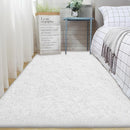 2x6 Runner Rug for Bedroom: Fluffy Shag Soft Washable Rugs Small Fuzzy Plush Indoor Carpet for Hallway Bedside Dorm Kids Girls Boys Room (White, 2'x6') by TinyTreasures Baby Boutique