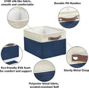 SIMPLE HOUSEWARE Large Fabric Storage Bin, 15" x 11" with Leather Like Handles, 3 Pack, Steel Blue by CozyNest Decor