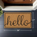 Barnyard Designs Natural Coco Coir Heavy Duty Backing Doormat - Large Cute Non-Slip Front Door Welcome Mat for Outside Entrance or Porch Entry, Brown (17x30, Hello) by CozyNest Decor