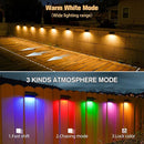Aulanto Solar Fence Lights 4 Pack-Plus,100 Lumen Big Outdoor Solar Light IP65 Waterproof, Warm White and 10 RGB Modes,Fence Lights Otdoor Solar Lighting for Backyard,Garden,Fence,Wall,Deck,Stairs. by GreenHaven Gardens