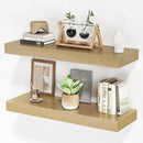 Floating Shelves for Wall, 24" W x 6.7" D x 1.5" H, Wooden Wall Mounted Display Shelves with Invisible Brackets for Living Room, Bedroom, Bathroom, Kitchen Decor and Storage, Set of 2, Oak by CozyNest Decor