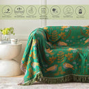 MSGKV Boho Throw Blanket 100% Cotton Green Blanket 90''x 98'' Double Sided Knit Blankets with Tassels Reversible Warm Soft Blanket Throw Blankets for Bed Sofa Living Room by CozyNest Decor