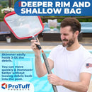 ProTuff Flat Pool Skimmer Net – 2 Year Unconditional Free Replacement – Heavy-Duty Flat Net, Fine Mesh for Leaves, Silt & Pollen – Strong Aluminum Frame, Fits Standard Telescoping Pole by GreenHaven Gardens