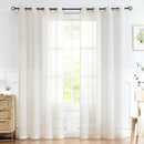 FMFUNCTEX Linen Sheer Curtains for Bedroom, Beige Curtains 96 Inches Long Semi Sheer Draperies for Living Room, Natural Cream White Light Filtering Farmhouse Curtain, Grommet Top 2 Panels by CozyNest Decor