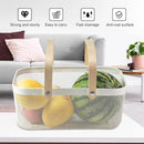 Portable Garden Harvest Basket-Mesh Design Natural Bamboo Handle Wire Storage Baskets,Mesh Basket with Handle Organize Items Reduce Space Occupation,Suitable for Kitchen,Garden,Picnic(White) by GreenHaven Gardens