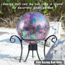 VCUTEKA Gazing Ball, Iridescent Crackled Glass Mosaic Gazing Balls Sphere for Garden Lawn Outdoor Ornament Yard Decorative, 10-Inch, Purple by CozyNest Decor
