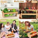 Large Garden Hod Harvest Basket 13 x 9 x 7 Inch, Wooden Harvesting Basket with Handle for Gardening Gathering Gardener Gifts for Wedding Flower Centerpiece Washing Holding Fruits Vegetables by GreenHaven Gardens