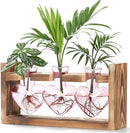Lifecapido Heart Shaped Propagation Stations, Plant Terrarium with Wooden Stand, Plant Propagation Station for Hydroponics Plants Office Garden Home Decor, Gifts for Women Plant Lover (3 Vases, Pink) by GreenHaven Gardens