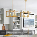 Modern Farmhouse Gold Chandeliers for Dining Room, 6-Light Industrial Metal Chandeliers Geometric Pendant Lights Kitchen Island for Entryway Stairway Foyer Hallway by CozyNest Decor