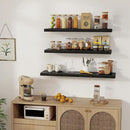 Black Floating Shelves Wall Shelf 40 Inch, 8 Inch Deep Floating Shelf for Wall, Farmhouse Black Wood Shelves Invisible Bracket for Living Room, Bedroom, Kitchen, 40 x 8 x 1.4 Inch, Set of 2 by CozyNest Decor
