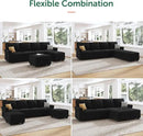 HONBAY Sectional Sofa with Storage Seat Velvet U Shaped Couch with Reversible Chaise Convertible Sectional Couches for Living Room,Black Velvet by CozyNest Decor