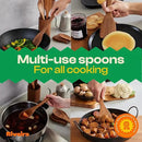 Riveira Teak Wooden Spoons for Cooking Set of 9 – Natural Teak Wooden Cooking Utensils, Wooden Spatula, Wooden Spoon - Premium Quality Wooden Utensil Set for Non-Toxic Cooking by CozyNest Decor