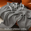 PHF 100% Cotton Waffle Weave Blanket Twin Size, Soft Lightweight Breathable Cozy Summer Blankets for Bed, Luxury Aesthetic Woven Bedding for Home Decor, 66"x90", Dark Grey by CozyNest Decor