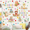 Reading Corner Decor,Reading Books Wall Decals,Learning Study Wall Stickers,Cartoon Animals Window Decals,Giraffe Bear Rabbit Read Books Stickers for Toddler Nursery Bedroom Classroom School by CozyNest Decor