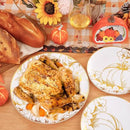 FLOWERCAT 60PCS Thanksgiving Plates & Gold Pumpkin Plates - Including 30PCS 10.25inch Thanksgiving Dinner Plates and 30PCS 7.5inch Thanksgiving Dessert Plates for Giving Thanks Theme Party by CozyNest Decor