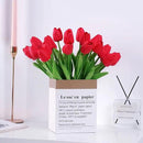 20pcs Red Artificial Tulip Fake Flower 12.9 Inch Spring Mother's Day Easter Gift for Home Kitchen Wedding Decoration by CozyNest Decor