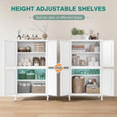 White Storage Cabinet with 4 Doors and 2 Adjustable Shelves,Narrow Food Pantry Cabinet with Leg,24 inch Wide Bathroom Cabinets,Small Metal Storage Cabinets for Home Kitchen,Dining/Living/Laundry/Room by CozyNest Decor
