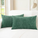 CaliTime Throw Pillow Covers Decorative 12 X 20 Inches Pack of 2 Cozy Chenille Cushion Cases for Couch Sofa Bed Living Room Home Dark Green by CozyNest Decor