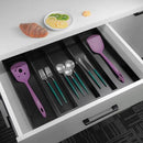 Utoplike Bamboo Drawer Organizer Kitchen Utensils, Adjustable Black Silverware Holder and Cutlery Tray Organiser, Expandable Drawer Divider for Flatware, Knives in Kitchen, Bedroom, Living Room by CozyNest Decor