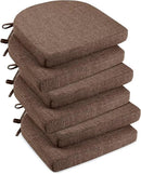 downluxe Indoor Chair Cushions for Dining Chairs, Soft and Comfortable Textured Foam Kitchen Chair Pads with Ties and Non-Slip Backing, 16" x 16" x 2", Brown, 6 Pack by CozyNest Decor