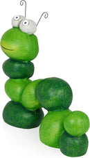 Alpine Corporation YEN608SLR Caterpillar Statue with Light Up Eyes, Solar Powered LED Caterpillar Garden Statue, 16" H, Green by GreenHaven Gardens