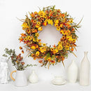 22 Inches Fall Wreaths for Front Door Rustic Autumn Wreath Farmhouse Fall Floral Wreaths with Tulips Orange Wildflowers for Wall Window Porch Indoor Outside by CozyNest Decor