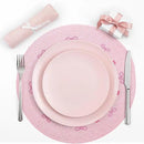 Whaline 4Pcs Round Placemats Pink Bow Embroidered Place Mats Coquette Bow Dinner Table Mats for Home Wedding Baby Shower Birthday Party Decor by CozyNest Decor