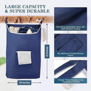Fine Living Co. Large Hanging Laundry Hamper with Over Door Hooks & Adhesive, Durable Space Saving Laundry Bag with Zipper and Wide Open Top, Hanging Dorm Laundry Hamper (Navy Blue-XL) by CozyNest Decor