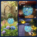 VCUTEKA Hanging Solar Lanterns Mosaic Solar Lights with Hook Up, Outdoor Garden Lights Decor for Yard Tree Fence Patio, Blue by GreenHaven Gardens