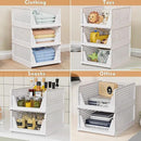 5 Pack Stackable Closet Storage Basket - Stackable Storage Bins, Multifunctional & Foldable Closet Organizer, Wardrobe Cupboard Space-Saving Hat Storage Drawer Organizer, White by CozyNest Decor