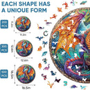 Wooden Puzzles for Adults, Dragon Puzzle Color Challenge Jigsaw Puzzles 300 Piece Royal,12x12.6 in Thickened Unique Shapes Family Reunion Puzzle, Best Gift for Adults and Kids, Family Game by TinyTreasures Baby Boutique