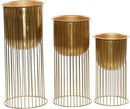 Deco 79 Metal Indoor Outdoor Planter Deep Recessed Dome Large Planter Pot with Elevated Caged Stand, Set of 3 Planters 24", 20", 16"H, Gold by GreenHaven Gardens