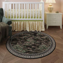 Circle Rug Impressionist-Style Vintage Round Rug 4ft Non Slip Low Pile Small Circular Rug for Bedroom Bathroom Entryway Kids Room Office College Dorm, Black by TinyTreasures Baby Boutique