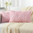 decorUhome Throw Pillow Covers 12x20 Inch Set of 2, Soft Plush Decorative Faux Fur Light Pink Solid Couch Pillow Covers, Accent Farmhouse Neutral Lumbar Euro Pillow Cases for Sofa Bed Living Room by CozyNest Decor